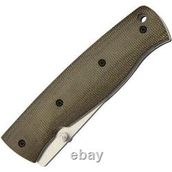 Brisa Birk 75 Folding Knife 3 D2 Tool Steel Blade Green Micarta Handle 2506