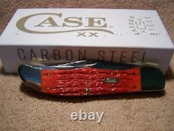 CASE Brand new DARK RED BONE CARBON STEEL Large Folding Hunter with Sheath 31960