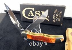 CASE XX Chestnut Bone Standard Jig Folding Hunter with Leather Sheath U. SA # 07013
