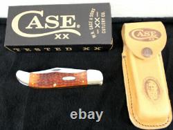 CASE XX Chestnut Bone Standard Jig Folding Hunter with Leather Sheath U. SA # 07013