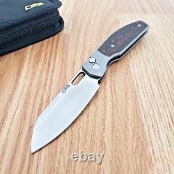 CJRB Ekko Folding Knife 3.25 CPM-S90V Steel Blade Titanium/Fat Carbon Handle