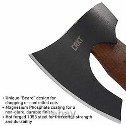 CRKT Freyr Axe Outdoor Axe with Deep Beard Design, Forged Carbon Steel Blade, a