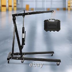 Carbon Steel Folding Engine Hoist With 6 Wheels 4-levels Adjustable Heavy Max 2T