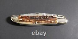 Carl Schlieper Eye Brand 1 Blade Indian Chief Engraved Stag Hunter 5 1/2