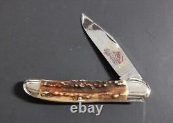 Carl Schlieper Eye Brand 1 Blade Indian Chief Engraved Stag Hunter 5 1/2