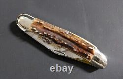 Carl Schlieper Eye Brand 1 Blade Indian Chief Engraved Stag Hunter 5 1/2