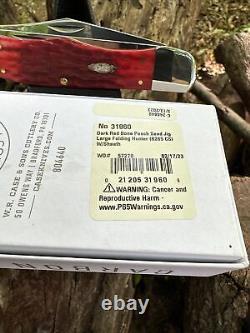Case XX 2022 Dark Red Bone 6265 CARBON STEEL Folding Hunter Knife