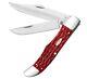 Case Xx Folding Hunter Pocket Knife Carbon Steel Blades Red Jigged Bone Handle