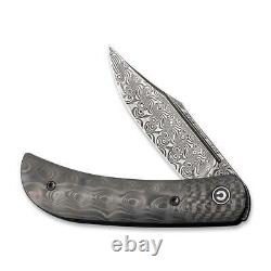 Civivi Appalachian Folding Knife 2.96 Damascus Steel Blade Carbon Fiber Handle