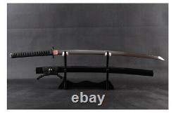 Clay Tempered Folded Carbon Steel Black Battle Ready Katana Sword Samurai Tang