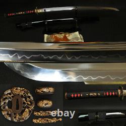Clay Tempered Folded Steel Dragon Brass Tsuba Japanese Sword Katana Hand Forged