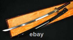 Clay Tempered Folded Steel Dragon Brass Tsuba Japanese Sword Katana Hand Forged