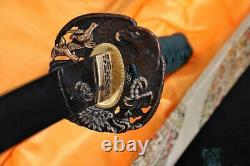 Clay Tempered Folded Steel FullTang Blade Hawk TSUBA JAPAN SAMURAI SWORD KATANA