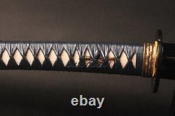 Clay Tempered Japanese Samurai Katana &Wakizashi Sword Folded Carbon Steel Black