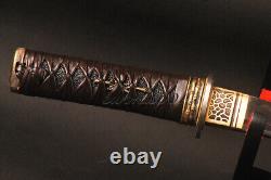 Clay Tempered Japanese Samurai Katana &Wakizashi Sword Folded Carbon Steel Black