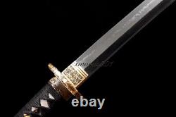 Clay Tempered T10 Carbon Steel Japanese Sword Katana Folding Fan Brass Fittings
