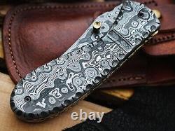 Custom Handmade Damascus Steel Folding Knive