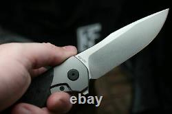 Custom Knife Factory MKAD Empat Folding Knife M390 Blade Titanium $ Carbon Fiber