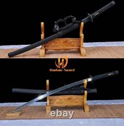 Damascus Folded Steel Katana Hand Forge Japanese Samurai Sword Sharp All Black