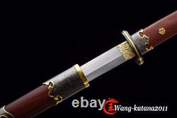 Damascus Folded Steel Rosewood Chinese Sword Round Head Sui Dao Funtional Sharp