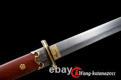 Damascus Folded Steel Rosewood Chinese Sword Round Head Sui Dao Funtional Sharp