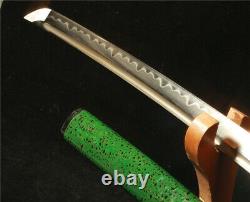 Damascus folded steel clay tempered blade japanese sword samurai copper tsuba