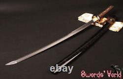 Dark Brown Ito JP Samurai Katana Sword Folded Carbon Steel Unokubitsukuri Blade