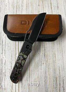 Divo Knives Stout 80s Camo Carbon BW 20CV Blade Steel Timascus Backspacer