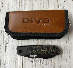 Divo Knives Stout 80s Camo Carbon BW 20CV Blade Steel Timascus Backspacer