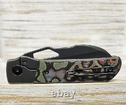 Divo Knives Stout 80s Camo Carbon BW 20CV Blade Steel Timascus Backspacer