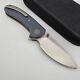 Drop + Eric Ochs Lynx Titanium Liner Lock Knife Blue G10 Scales Damasteel Rwl34