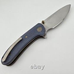 Drop + Eric Ochs Lynx Titanium Liner Lock Knife Blue G10 Scales Damasteel RWL34