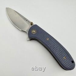 Drop + Eric Ochs Lynx Titanium Liner Lock Knife Blue G10 Scales Damasteel RWL34