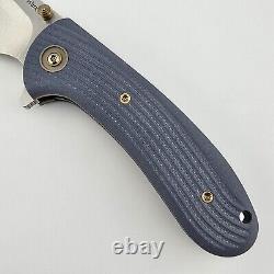 Drop + Eric Ochs Lynx Titanium Liner Lock Knife Blue G10 Scales Damasteel RWL34