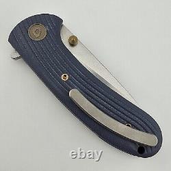 Drop + Eric Ochs Lynx Titanium Liner Lock Knife Blue G10 Scales Damasteel RWL34