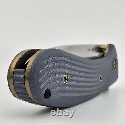 Drop + Eric Ochs Lynx Titanium Liner Lock Knife Blue G10 Scales Damasteel RWL34