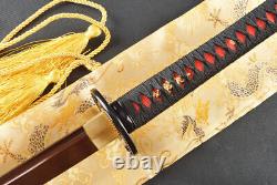Electroplating RED Blade Sword Japanese Katana Folded Steel Engrave Dragon Saya