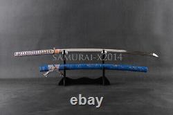 Elegant Blue Sharp Japanese samurai sword katana Folded steel clay tempered