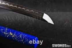Elegant Blue Sharp Japanese samurai sword katana Folded steel clay tempered