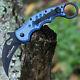 Fox 479blt Folding Karambit Knife Black N690co Blade Blue Twill Carbon Fiber