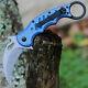 Fox 479bltsw Folding Karambit Knife Stonewash N690co Blue Twill Carbon Fiber
