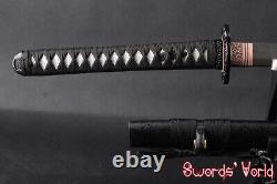 Folded 1095 Carbon Steel Japanese Samurai Katana Sword Clay Tempered Sharp Blade