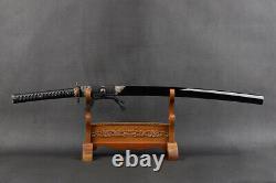 Folded Steel Japanese Samurai Katana Sword Clay Tempered Blade Brass Fittings
