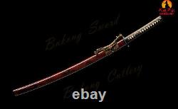 Folded and Clay-tempered Damascus Samurai Sword Japanese Sword Free Shipment