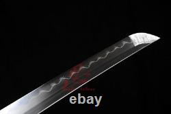 Folded steel Clay tempered blade Tiger theme katana sword sharpened Battle ready