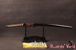 Folded steel japanese samurai katana sword clay tempered 1095 carbon steel sharp