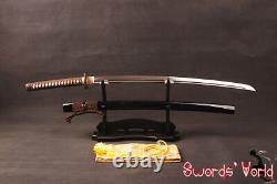 Folded steel japanese samurai katana sword clay tempered 1095 carbon steel sharp