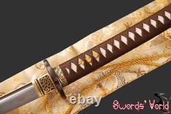 Folded steel japanese samurai katana sword clay tempered 1095 carbon steel sharp