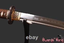 Folded steel japanese samurai katana sword clay tempered 1095 carbon steel sharp