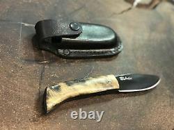 Folding Knife 4in Carbon Steel Black Oxide Smooth Finish Wooden Handle